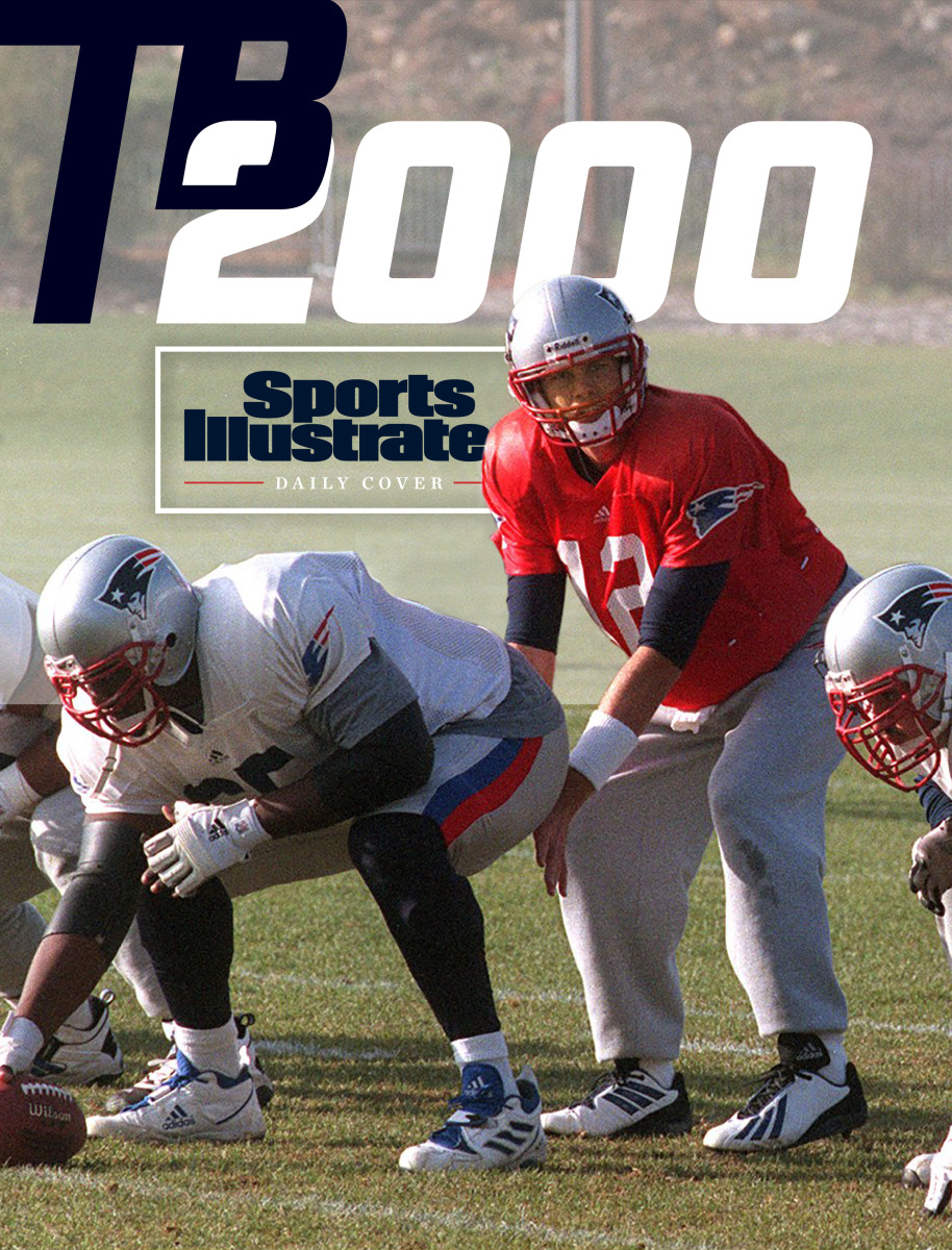 Tom Brady takes a snap during a practice during his rookie season in 2000